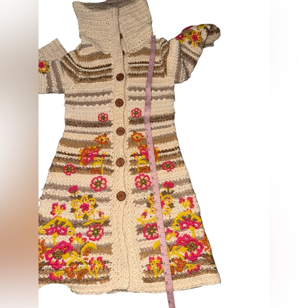 Vintage Anthropologie Y2K Sleeping On Snow Floral Knit Cardigan with Hood Small - Picture 12 of 15